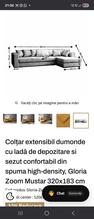 Coltar DUMONDE - Colțar modern, foarte bună calitate – stare impecabilă