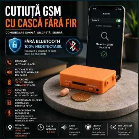 Cutiuta GSM cu Microcasca Japoneza - Casca de copiat - Casti de copiat