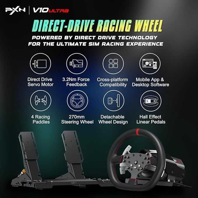 PXN V10 Ultra Direct Drive Racing Wheel 3.2Nm