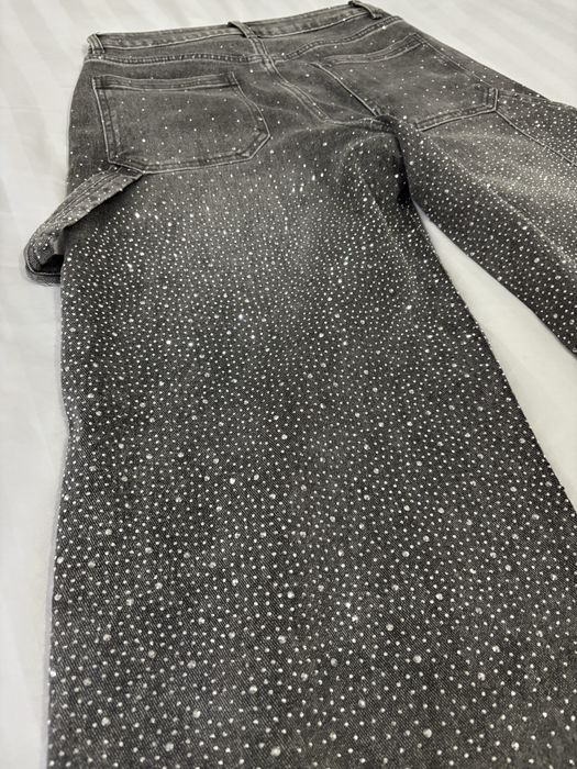 Blugi Wide Leg cu strasuri | M | Talie înaltă | Statement
