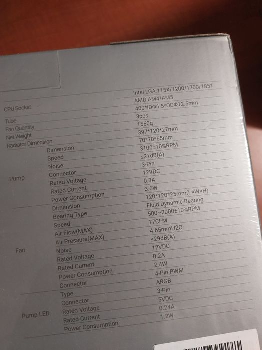 Liquid cooler nou Argb cu afisaj temperatura,argb,alb 360mm,sigilat!