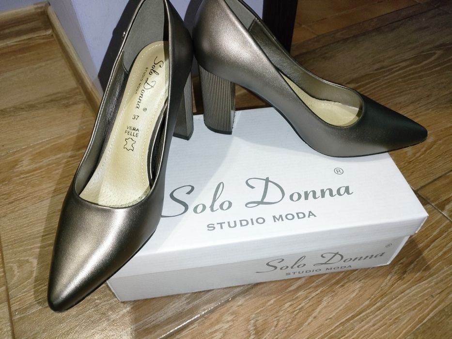 Pantofi dama piele Sola Donna, gri petrol, 37