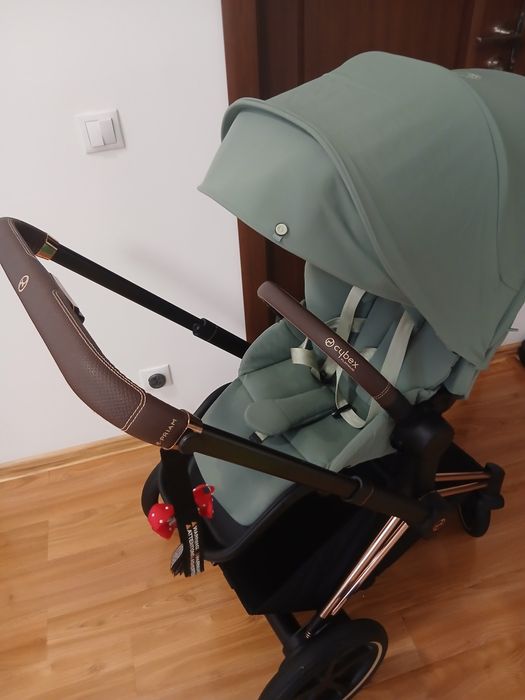 Cărucior Cybex e-Priam 4 în 1  Green Leaf – Stare Excelentă / Ca Nou