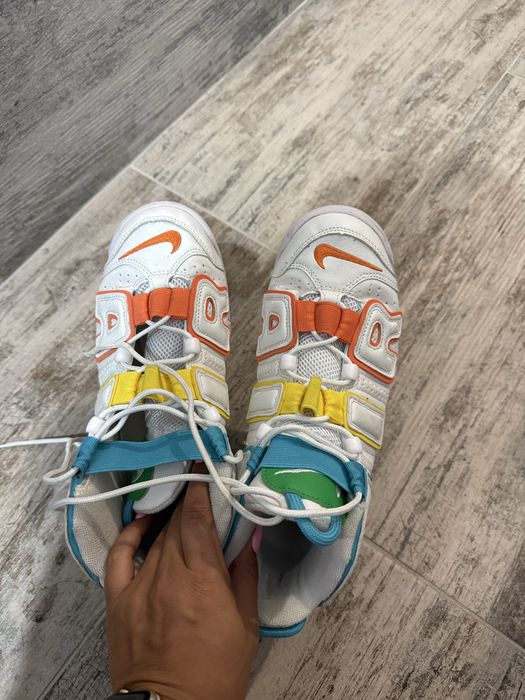 Маратонки, кецове, сникърси Nike air uptempo бяло, синьо, зелено