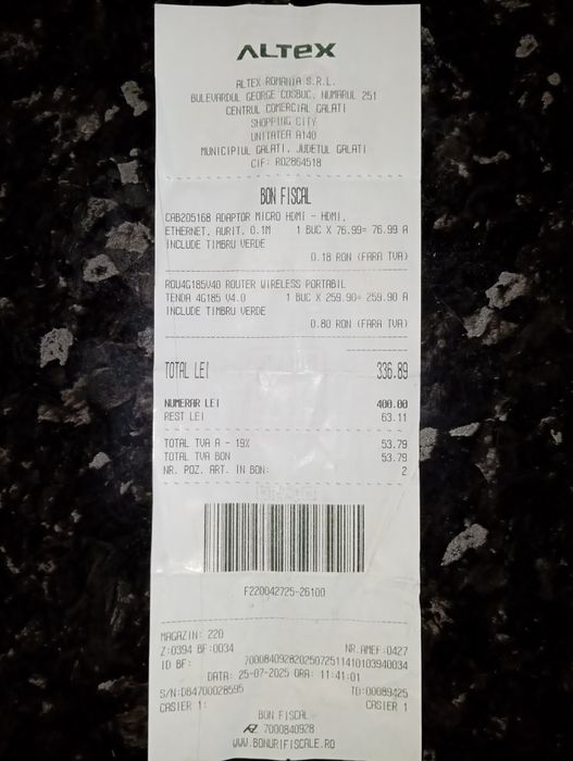 Router wi fi portabil Tenda 4G185