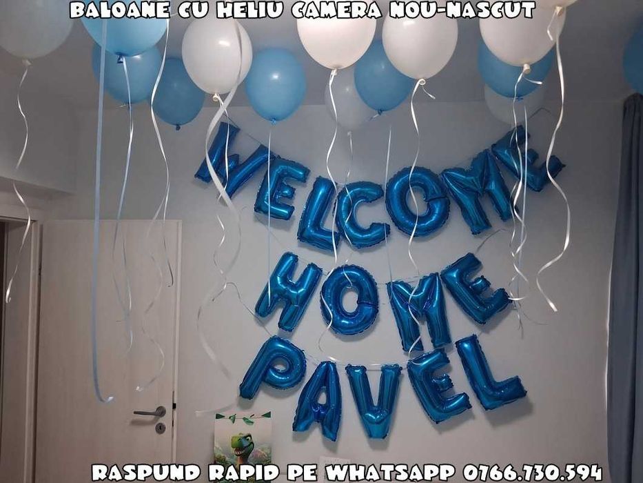 Baloane heliu zi nastere /aniversare / camera nou nascut LIVRARE ACASA Cifre aniversare Panou foto cu nume personalizat Baloane personalizate