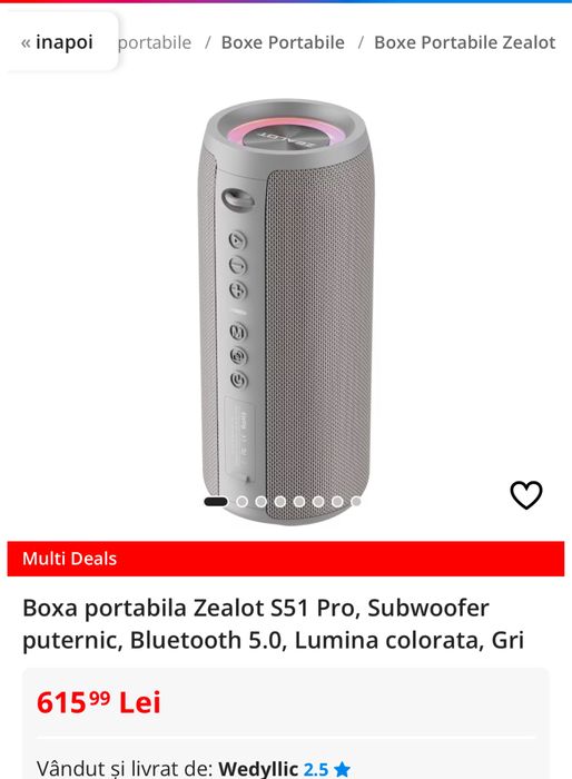 Boxa Portabila wifi Bloth NOUA Zealot S51 Pro