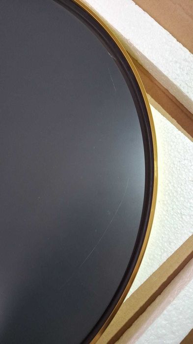 Oglinda rotunda Koonmi, 50 cm, rama din aluminiu, auriu sclipicios