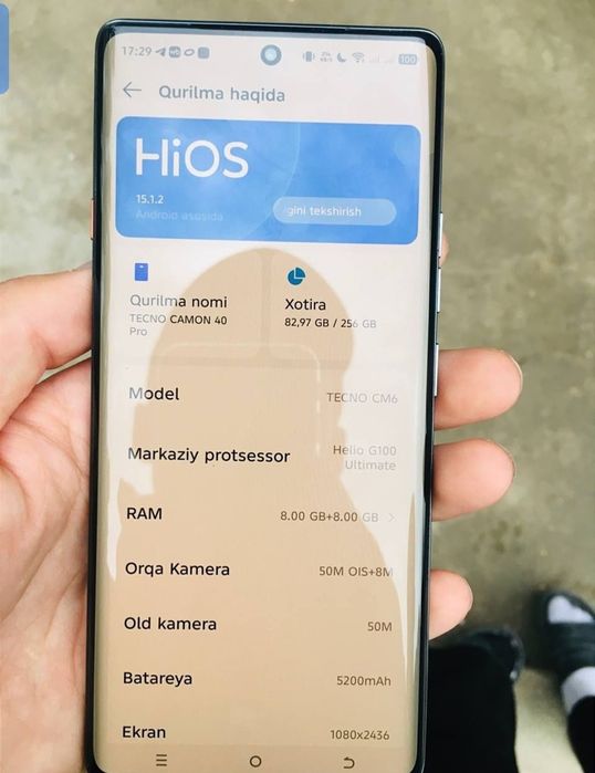 Tecno camon 40 Pro Telefon ideal holati yangi MUHIMI kredit Emas