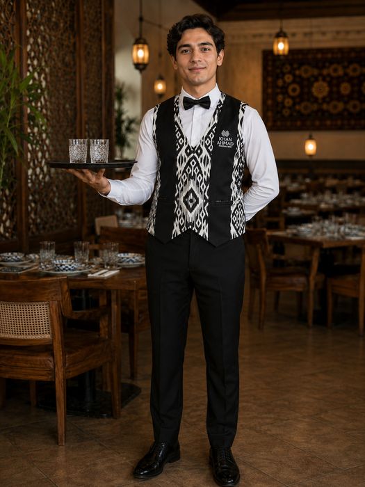 Milliy va klassik uslubda restoran formalari, nimchalar, fartuklar