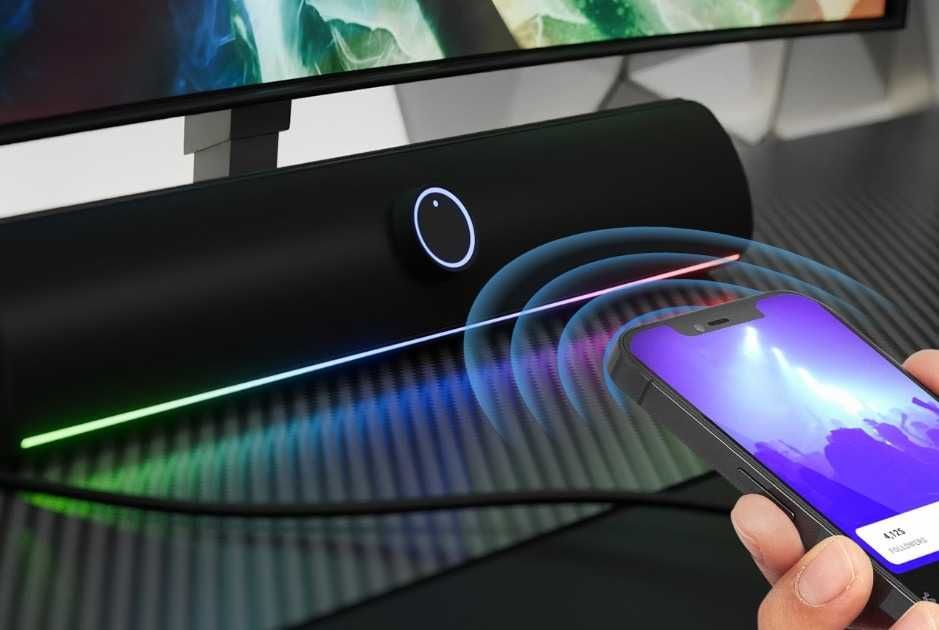 Soundbar Gaming 10W, 2.0, Bluetooth, Touch Control, USB-A, Negru