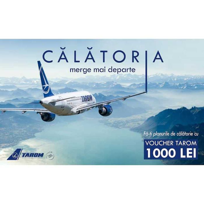 Voucher Tarom în valoare de 1000 lei la 600 lei