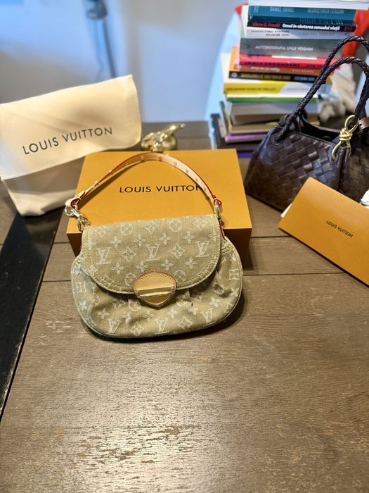 Geanta Louis Vuitton din denim kaki model sunset