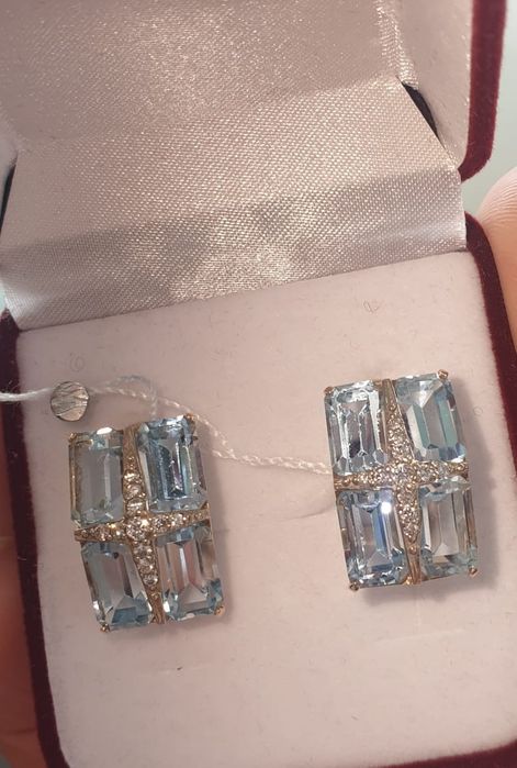 Продам сережки с голубым топазом