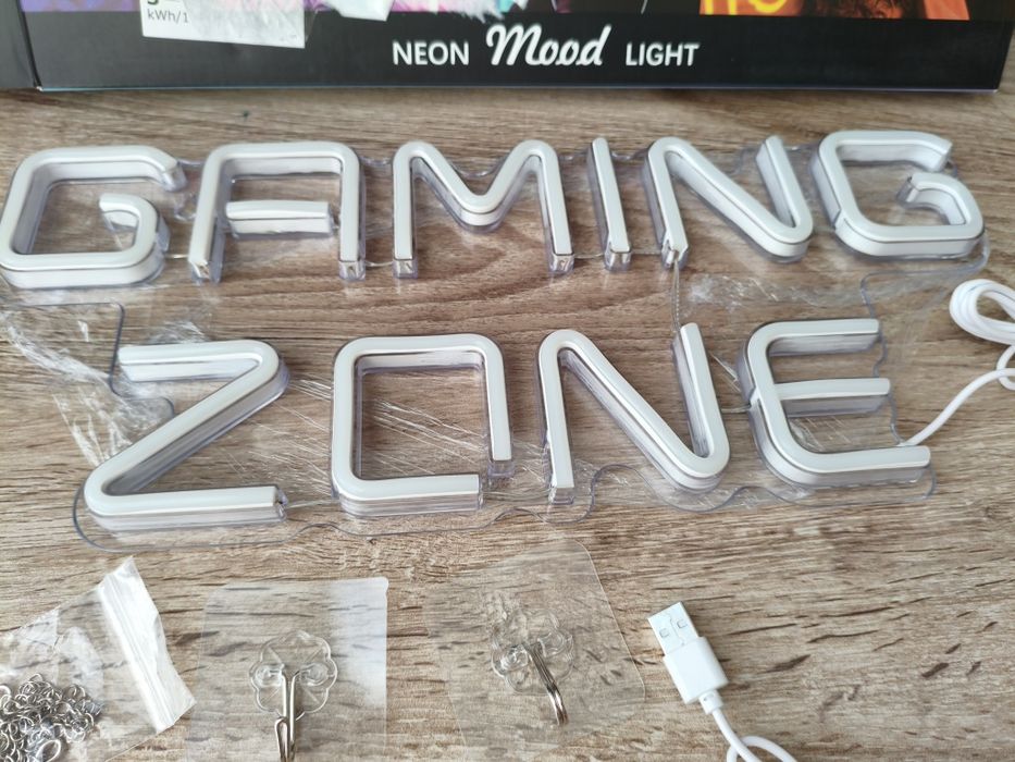 Neon LED Gaming Zone – lumină albastră decor – nou