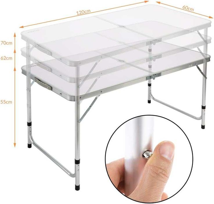 Преносима Алуминиева маса за пикник WerkBull с 4 стола ,90x70x70 см