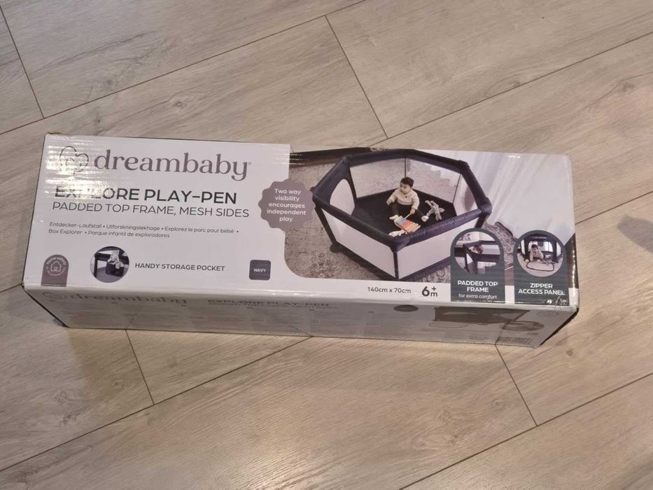 Dreambaby Голяма кошара за игра Explore Deluxe, 140х140 см, тъмносиня