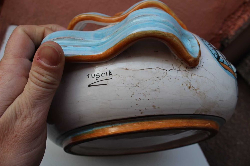 Sticla ceramica colectie ITALIA - TUSCIA, DERUTA, lucrata manual