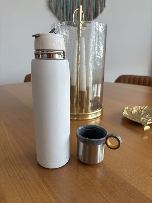 Termos cu pahar integrat, inox, alb