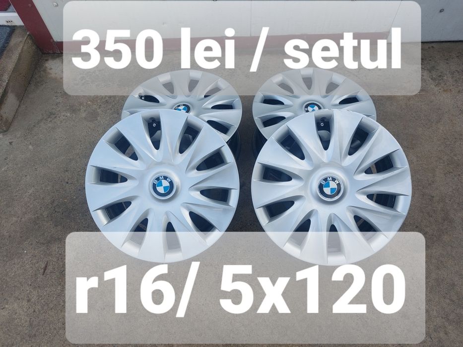 Jante din tabla r16 + capace / originale BMW / 5x120 / ET 31