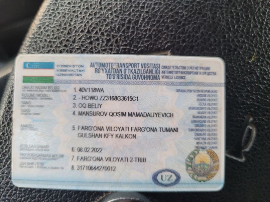 10 tonnalik HOWO sotiladi