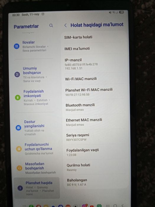 Samsung tab A9 planshet