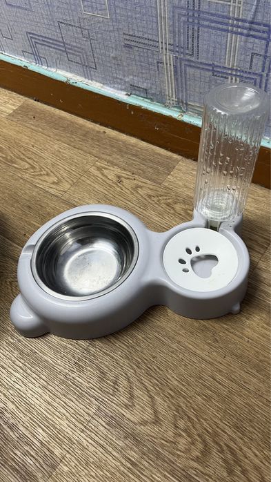 Двойная миска 300 мл серый