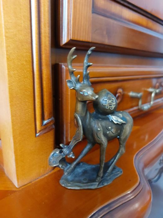 Sculptura Chineza Deosebita Bronze Yuanbao Sika! Foarte Rar!