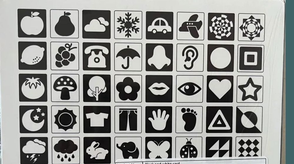 Карти Монтесори за визуална стимулация 0-3 месеца