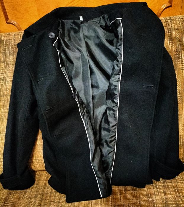 Palton scurt elegant negru, mărime:40,/ M, UK: 12