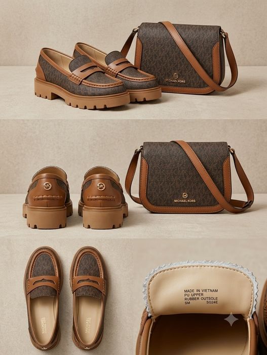 Set Michael kors , originale .Geanta Crossbody și mocasini loafers  35,5 /36