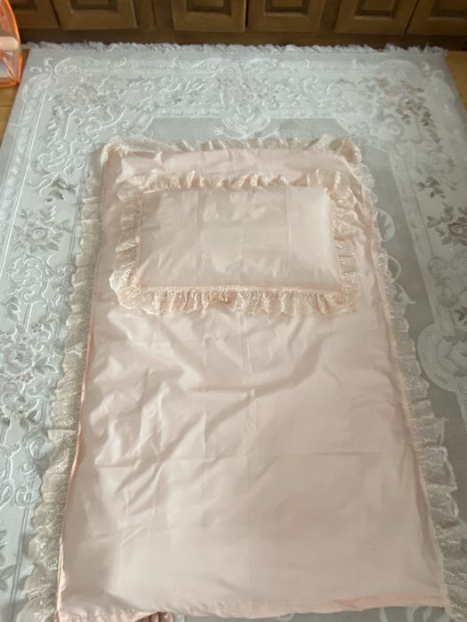 Set lenjerie pat fetițe culoare roz piersica