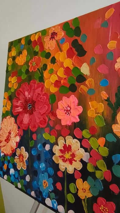 "Grădină înflorită” Tablou original, lucrat impasto