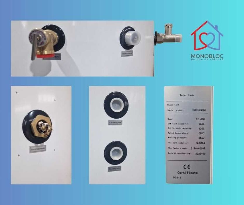 Boiler Puffer Monobloc INOX DT-500/400/300 Pompa Caldura