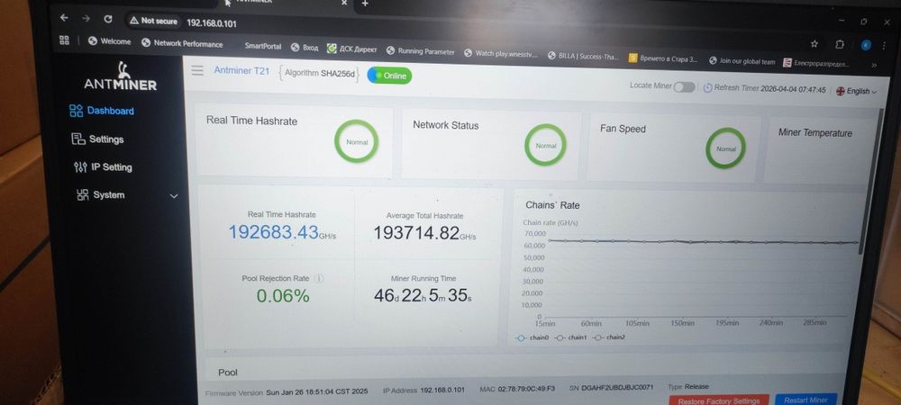 Продавам заедно  antminer T21 и antminer S19K Pro