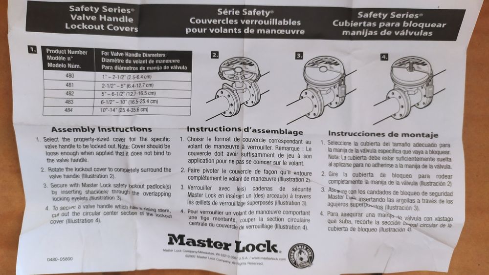 Набор блокираторов задвижек Master Lock