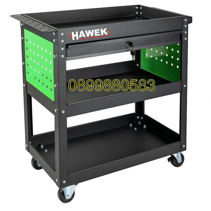 Инструментална количка HAWEK с 3 рафта и 1 чекмедже