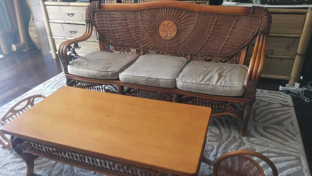 SET TERASA bambus ratan natural lemn masiv