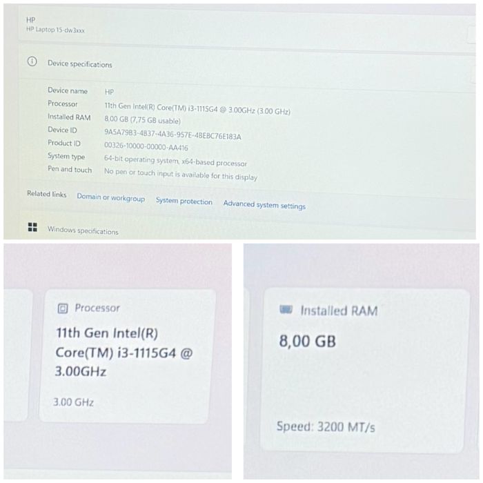 Laptop Hp i3 Gen 11  4,10 Ghz/ Schimb cu unitate PC