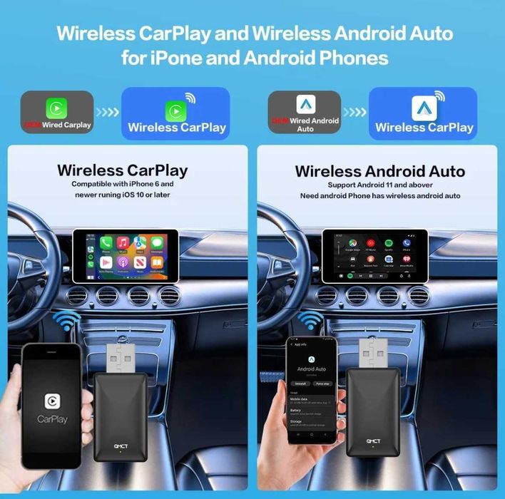 безжжичен android auto и apple carplay usb adapter, 431