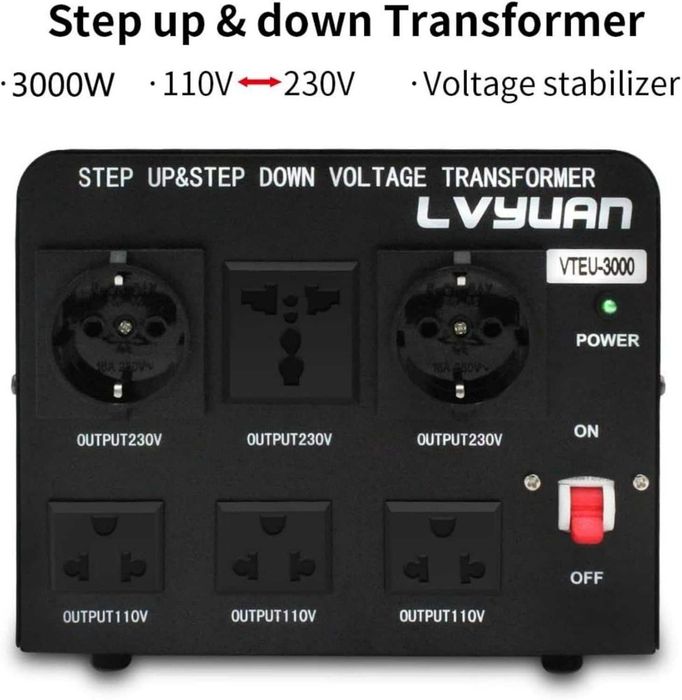 Transformator de tensiune 3000VA (W), 110V/220V, NOU, factura, garantie