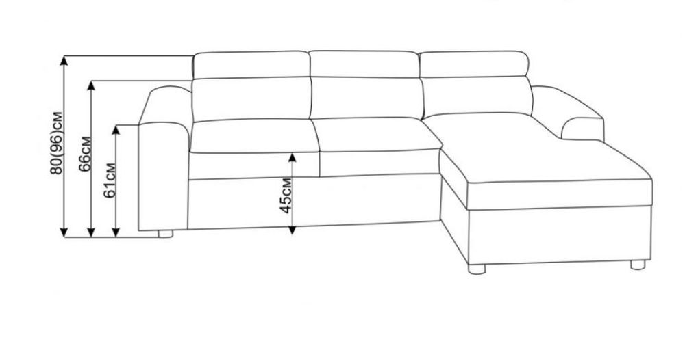 Разтегателен диван с лява лежанка р-р 306/196см