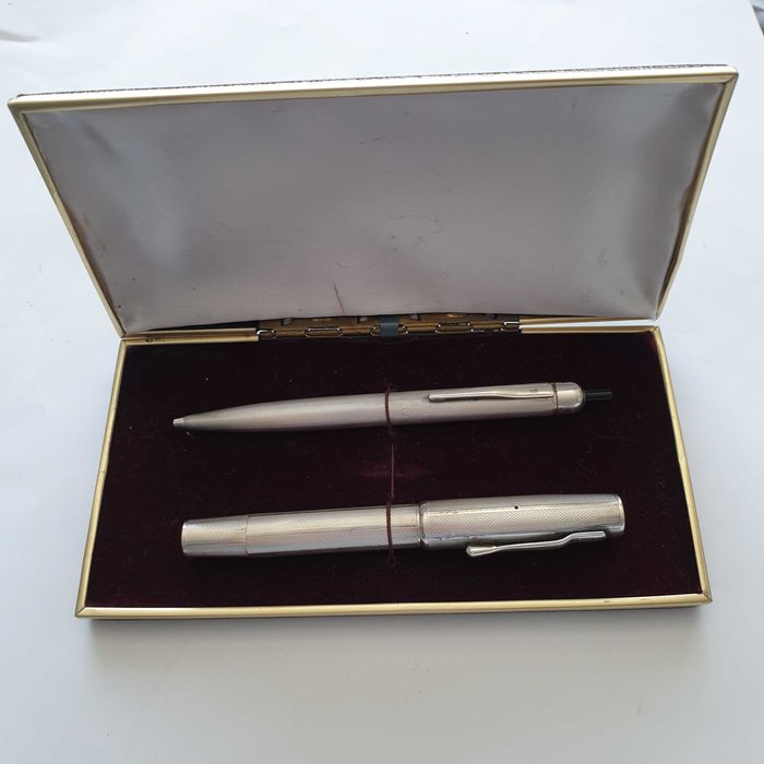 Сребърни химикалка и писалка със златен писец 14к Warranted