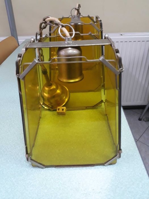 Ретро абажур от стъкло и метал