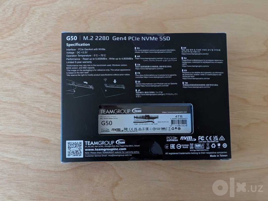 SSD T-Force G50 4TB PCIe Gen4 TLC NVMe SSD