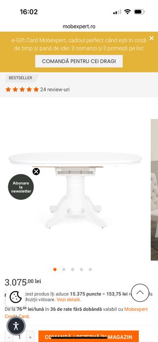 Masă bucatarie alba (fara scaune)