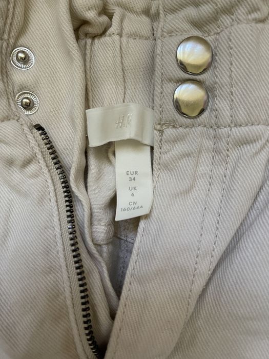 Blugi crem, talie înaltă, H&M