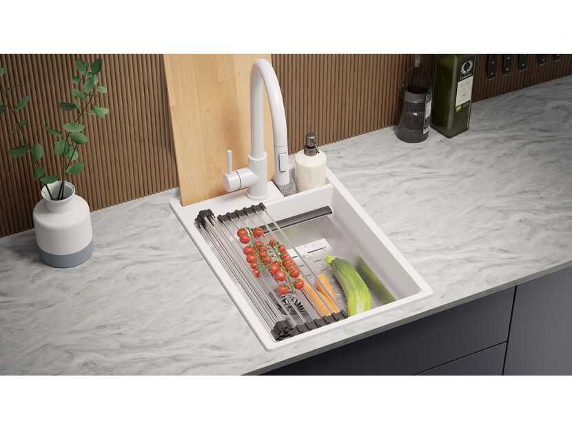 Кухненска Мивка от гранит модел Осло 40 Премиум 380 x 530 мм - Бяла