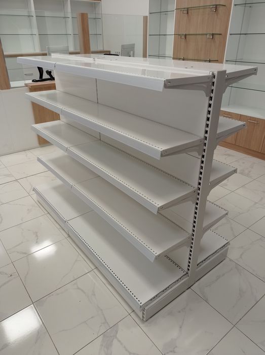 Островен /двустранен/ стелаж за магазини, аптеки