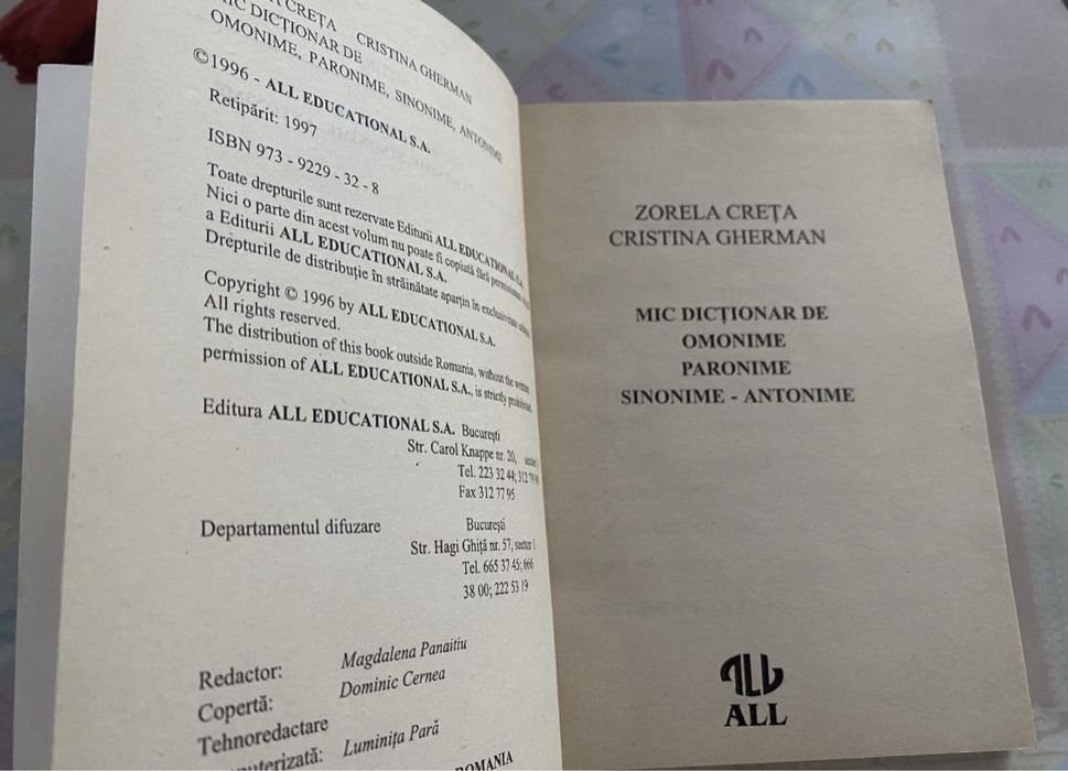 Zorela Creta-Dictionar omonime sinonime paronime antonime